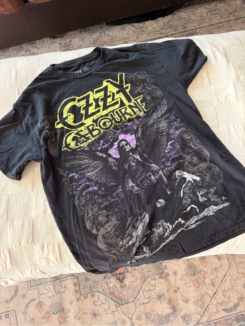 Ozzy Osbourne Black Graphic Short Sleeve Tee - S/M Distressed